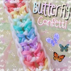 the butterfly confetti is on display with butterflies