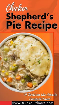 chicken shepherd's pie recipe in a white bowl