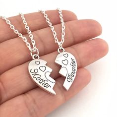 Mom Daughter Jewelry, Mother Daughter Necklaces Set, Half Heart, Mom Daughter Gifts, Mom And Daughter Matching, Mommy Jewelry, Mother Daughter Necklace, Necklace Mom, Heart Charm Necklace