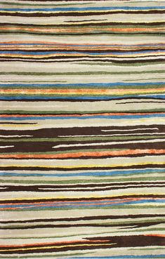 an area rug with multicolored stripes on it