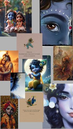 many different pictures of hindu deities and their names in the form of paintings on paper