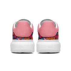 Step into a world of retro-chic with our 70's Flowers Oversized Sneakers. Embrace the flower power vibe with their groovy hippie-style pattern that screams vintage cool. Crafted with a leather upper and mesh lining, these kicks marry durability with breathability, ensuring they stand the test of time while keeping your feet fresh. Slip into the soft embrace of EVA padded insoles, treating your feet to cloud-like cushioning with every step. From city streets to nature trails, our reinforced EVA o Custom Retro Sneakers For Streetwear, Pink Floral Print Sneakers For Summer, Pink Floral Print Sneakers With Round Toe, Retro High-top Custom Sneakers, Trendy Multicolor Custom Sneakers For Spring, Funky Low-top Sneakers For Spring, Retro Summer Sneakers With Rubber Sole, Trendy Custom Sneakers For Spring Sports, Pink Casual Custom Sneakers For Spring