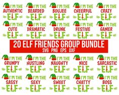 20 elf friends group bundle svg files