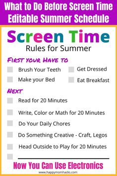 the screen time rules for summer