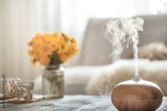 Stock Image: Humidifier on the table in the living room. Air Purifier Benefits, How To Clean Humidifier, Best Diffuser, Best Essential Oil Diffuser, Cypress Essential Oil, Essential Oils Guide, Create Diy, Best Essential Oils, Diffuser Blends