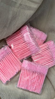 Pink disposable spoolies from Aliexpress Studio Makeup, Makeup Accessories, Makeup Nails, Makeup Artist, Lashes, Small Business, Nails, Makeup, Pink