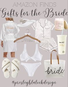 the bride's gifts for her wedding day are on display in this postcard