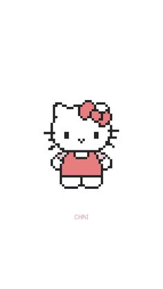 the hello kitty wallpaper has been changed to be pixeled in pink and white