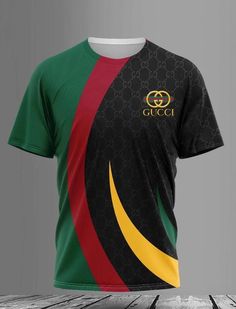 Gucci Green Black Luxury Brand T-Shirt Outfit For Men Women Outfit Trending 2023 Trending 2023, Gucci Shirts, Gucci Mens, Outfit For Men, Black Luxury