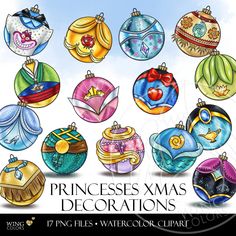 princesses xmas decorations digital clipart for christmas and new year's eve