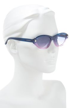 Modern cat-eye frames define sleek sunglasses designed with branded temples and signature 4G logos. 100% UV protection Synthetic Imported Designer Cat Eye Sunglasses With Tinted Glass Lenses, Modern Blue Cat Eye Sunglasses With Tinted Lenses, Blue Cat Eye Sunglasses With Uv Protection, Blue Cat Eye Sunglasses With Gradient Lenses, Modern Blue Cat Eye Sunglasses With Gradient Lenses, Elegant Blue Tinted Cat Eye Sunglasses, Luxury Blue Cat Eye Sunglasses With Tinted Lenses, Modern Blue Cat Eye Sunglasses, Luxury Modern Pink Cat Eye Sunglasses