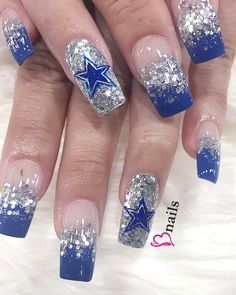 Dallas Cowboys Nail Designs, Cowboys Nails, Dallas Cowboys Nails, Feminine Nails, Nfl Nails, Football Nail Designs, 2016 Nails, Stud Nails, The Best Nails