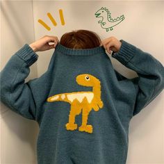 Dinosaur Sweater, Jacquard Sweater, Cute Dinosaur, Dream Clothes, Looks Vintage, Outfits Casuales, Outfits Aesthetic, Sweater Weather, Look Cool