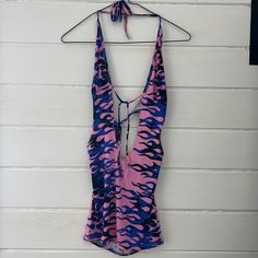 From Dollskill- One By One Pink/Purple Cutout Dress With Halter Tie/Front & Back Tie. Soo Cute! Nwt Pink Summer Mini Dress For Festival, Pink Backless Mini Beachwear Dress, Goth Dancing, Victorian Gothic Wedding, Halter Top And Skirt, Baby Dress Set, Rave Style, Sheer Maxi Dress, Swimsuit Dress