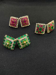 "Polish    Stone ( Simulated )          Design  \"22k yellow gold plating  \"Ruby                Handmade minimal studs \"22k yellow gold plating  \"Emerald          Handmade minimal studs \"22k yellow gold plating  \"Ruby-Emerald Handmade minimal studs Made by Ray fineornates Jewellery from India - for your every type of occasion and mood ✔ HIGH QUALITY~ We make everything by hand and pay extra attention to high-quality materials. Our products are all sanitised.   ✔ Dazzling~ Our handmade produ Formal Green Earrings With Metal Plating, Party Green Gold-plated Earrings, Green Plated Earrings For Formal Occasions, Formal Green Plated Earrings, Green Gold-plated Earrings For Anniversary, Green Gold Plated Earrings For Anniversary, Green Gold-plated Bridal Earrings As Gift, Formal Fine Jewelry Plated Earrings, Anniversary Green Gold-plated Earrings