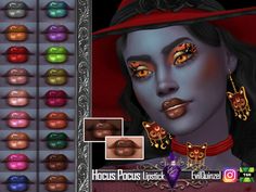 an image of a woman with makeup on her face and many different colored lipsticks