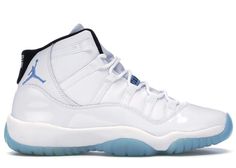 Jordan 11 Retro Legend Blue (2014) (GS) Jordan 11 Blue And White, Tenis Jordan Retro, White Jordan 11, Jordan 11 Blue, Jordan 11 Legend Blue, Retro Jordans 11, Shoe Wall, Jordan Retro 11, Authentic Jordans