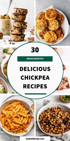 delicious chickpea recipes with the title overlay that reads 30 delicious and healthy delicous chickpea recipes