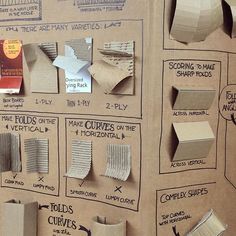 a cardboard board with different types of paper on it and instructions to make them look like they are made out of cardboard