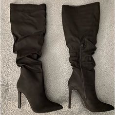 Nwt Olivia Fargiano Black, Size 7, Slouchy Knee Boots With Heels. Boots Come With The Original Box, Never Been Worn Or Tried On Removed Only For Photos. Please See All Photos For Measurements. Non-Smoking Home Bundle With Other Items From My Closet For Savings! Casual Almond Toe Heeled Boots For Party, Casual High Heel Knee-high Boots For Party, Casual Almond Toe Boots For Party, Boots With Heels, Valentino Boots, Suede High Heel Boots, Tie Heels, Ugg Boots Australia, Wedge Heel Boots