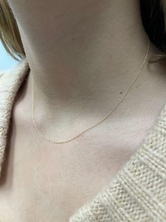 "High quality Solid 14K Yellow Gold 16\" 18\" 20\" Basic Delicate Rope Chain, 0.95mm Wide, Real Gold Chain, Dainty Chain NOW ON MEGA SALE -  50% OFF FOR A LIMITED TIME  ➣ MATERIAL: 14K YELLOW/WHITE/ROSE GOLD Model is showcasing the chain in yellow gold in all available lengths ➣ Closure: Spring ring   ➣ Solid / Hollow: Solid  ➣ Weight: 0.46g ◈ Please note that weights are approximate. ➣ SHIPPING: ��◈ We always offer domestic FREE SHIPPING via USPS first class (3-5 business days)  ◈ We ship interna Real Gold Chains, Gold Vermeil Jewelry, Dainty Chain, Gold Models, Vermeil Jewelry, Minimalist Necklace, White Rose Gold, Rope Chain, White Rose