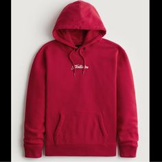 New From Hollister 70% Cotton 30% Polyester Red Hoodie With Double-lined Hood For Fall, Red Fall Hoodie With Double-lined Hood, Trendy Red Hoodie For Fall, Red Casual Hoodie With Double-lined Hood, Casual Red Hoodie With Drawstring Hood, Casual Red Hoodie With Double-lined Hood, Red Casual Hoodie With Adjustable Hood, Casual Red Hoodie With Adjustable Hood, Trendy Red Hoodie With Drawstring Hood