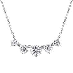 Featuring a five-stone design with lab-created moissanite gemstones, this Stella Grace necklace makes a captivating gift. Featuring a five-stone design with lab-created moissanite gemstones, this Stella Grace necklace makes a captivating gift. Metal: sterling silver Chain length: 17 in. Packaging: boxed Plating: rhodium Finish: polished Chain type: cableSTONE DETAILS Stone type: lab-created moissanite Total weight: 2 1/2 ct. Shape: round Setting: prong Gemstones may have been treated to enhance Grace Necklace, Diamond Chain, Silver Heart Necklace, Station Necklace, Stone Design, Multi Stone, 2 Carat, Sterling Silver Chain, Stone Necklace