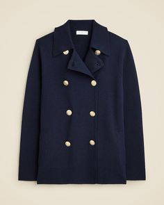 Shop  for the Warwick sweater blazer for women. Find the best selection of women womens-categories-clothing-blazers-sweater-blazers available in-stores and on line. Navy Pea Coat, Blazer For Women, Hair Wrap Scarf, J Crew Women, Sweater Blazer, Jcrew Women, Pea Coat, Suit Shop, Colored Blazer