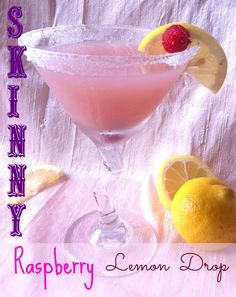 a pink lemon drop cocktail with a raspberry garnish