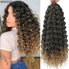 SPECIFICATIONS Brand Name: Wakego Material Grade: Low Temperature Fiber Items per Package: 24strands/pack Can Be Permed: No Color Type: Ombre Hair Weight: 14 Inch 65 Grams(+-5g)/Pack 18 Inch 85 Grams(+-5g)/Pack Hair Style: GoGo Curl Crochet Hair Full Head Set: 6-8 Packs Make a full Head Water Wave Crochet Hair, Curly Crochet Hair, Water Wave Crochet, Beach Curls, Curly Crochet Hair Styles, Hair Ombre, Hair Supplies, Head Set, Crochet Hair