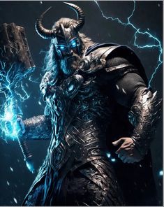 an image of a man with horns and lightning