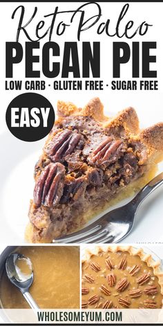 the cover of keto paleo pecan pie, with instructions for how to make it