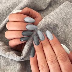 Gray Nail, Grey Nail Designs, Unghie Sfumate, Gray Nails, Dipped Nails, Fire Nails, Pretty Acrylic Nails, Fancy Nails, Chic Nails