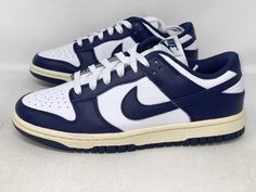 Nike Shoes Navy Blue, Nike Dunk Low Navy Blue, Vintage Navy Dunks, Dark Blue Dunks, Navy Blue Dunks, Navy Shoes Outfit, Navy Dunks, Nike Dunk Low Vintage Navy, Low Nike Dunks