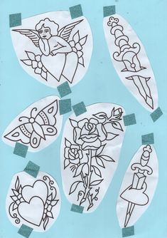 the paper has been cut out to look like hearts and flowers on them, with different designs