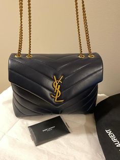 Saint Laurent | Monogram Loulou Ysl Marine Calfskin Leather Shoulder Bag Loulou Ysl Bag, Ysl Loulou Bag, Ysl Style, Ysl Crossbody Bag, Ysl Purse, Ysl Fashion, Dream Bag, Dream Bags, Favorite Handbags