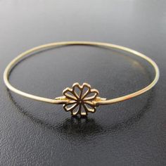 Tiny Flower Bangle Bracelet – FrostedWillow Gold Flower Bracelet, Bridesmaid Bracelet Gift, Bangles Indian, Brass Band, Bangle Bracelets With Charms, Gold Bangle Bracelet, Silver Bangle Bracelets, Flower Jewelry, Leaf Flowers