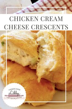 chicken cream cheese crescents on a white plate