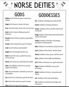 a poster with the words, gods and goddesss