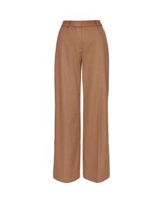 Get to know the casual friend to our best-selling wide leg trouser, with the stylish addition of classic functional details, belt loops, and buttons at back pockets. Crafted from luxe textured Italian wool, this style will instantly elevate your fall/winter wardrobe. Brown Wide Leg Pants With Belt Loops For Work, Brown High-waisted Wide Leg Pants With Belt Loops, Beige Wide Leg Wool Pants, Tailored Brown Wide Leg Pants For Work, Wide Leg Beige Wool Pants, Classic Brown Wide Leg Pants For Business Casual, Beige Wide Leg Pants For Work With Belt Loops, Brown Pressed Crease Office Bottoms, Beige Wool Wide Leg Pants