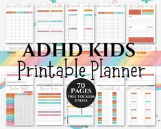 the printable planner for kids with colorful stripes