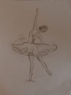 a pencil drawing of a ballerina on the dance floor