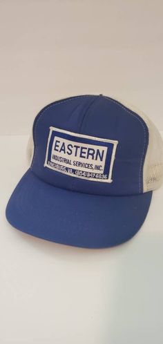 Rare! Missing the button but a true vintage 80's trucker style hat blue collar son! Vintage Blue Adjustable Baseball Cap, Vintage Adjustable Blue Baseball Cap, Vintage Blue Hat With Flat Brim, Vintage Blue Flat Brim Hat, Vintage Blue Trucker Hat With Flat Bill, Vintage Blue Trucker Hat With Flat Brim, Vintage Blue Adjustable Trucker Hat, Vintage Blue Baseball Cap With Curved Brim, Blue Vintage Baseball Cap With Curved Brim