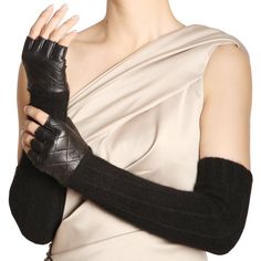 Leather Fingerless Gloves, Cold Weather Gloves, Wool Gloves, Driving Gloves, Black Clothing