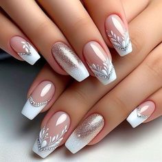 Pretty Nail Art Designs, Pretty Nail Art, Nail Designs Glitter, Fancy Nails, Nude Nails