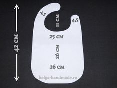 a bib size guide for baby bibs with measurements on the bottom and side