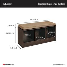 an image of a bench with measurements for it