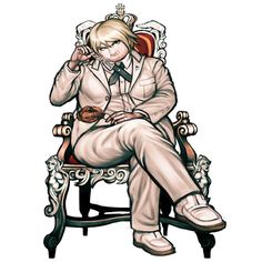 a drawing of a person sitting on a chair with food in his hand and holding a cell phone to their ear