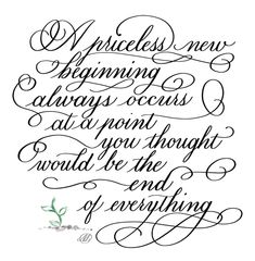 a handwritten quote with the words in cursive writing, and an image of a