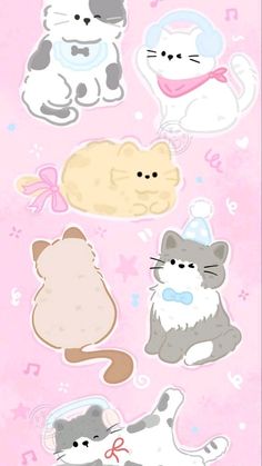 stickers with cats and kittens on them in different colors, sizes and shapes